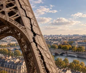 Image of Eifel tower with a crack 